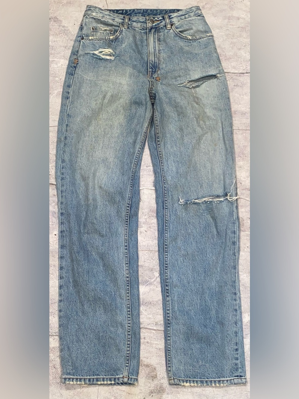 Ksubi Jeans High Rise Playback Skream Thrashed Flash Denim Distress Ripped 28